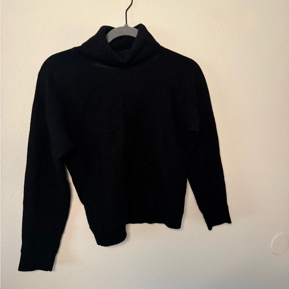 French Black Cashmere Turtleneck Sweater